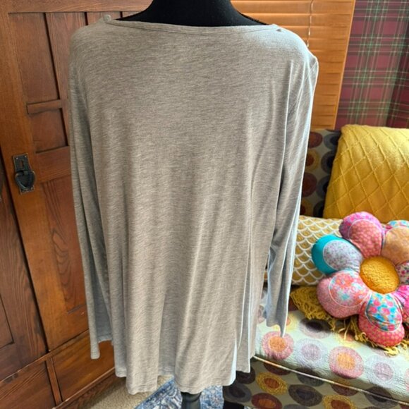 Soft Surroundings Gray Pullover Tie Waist Top Size Large - Picture 4 of 7
